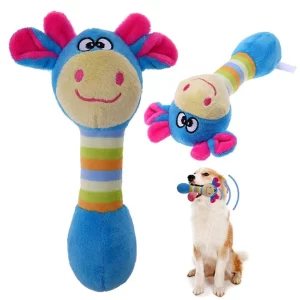 Animal Shape Pet Puppy Dog Plush Sound Squeaker Chewing Toy (Blue, 16 cm)