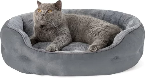 Oval Dog Bed & Cat Bed Grey Colour Machine Washable - Image 3