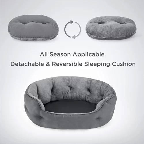 Oval Dog Bed & Cat Bed Grey Colour Machine Washable - Image 2