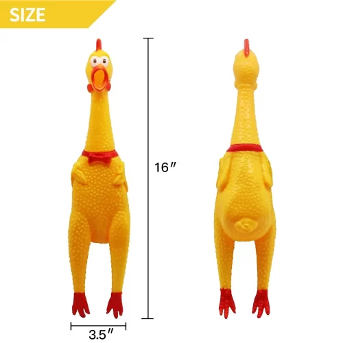 Chicken Rubber Squeeze Dog Toys Yellow Pet Toy - Image 2