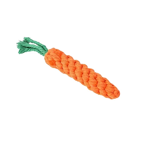Orange Carrot Knotted Cotton Rope Toys for Teeth Cleaning and Chewing