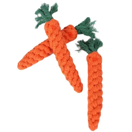 Orange Carrot Knotted Cotton Rope Toys for Teeth Cleaning and Chewing - Image 2